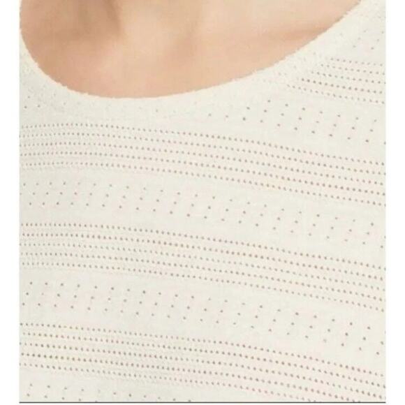 Madewell #AN461 Women Size Small Pointelle Knit Short Sleeve Crop Top Beige Cap - Picture 8 of 10